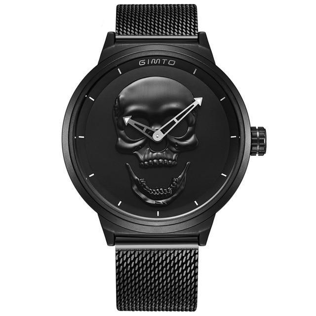 Cool skull watch vintage wristwatch men women military black steel quartz