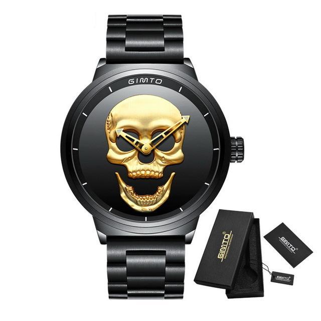 Cool skull watch vintage wristwatch men women military black steel quartz