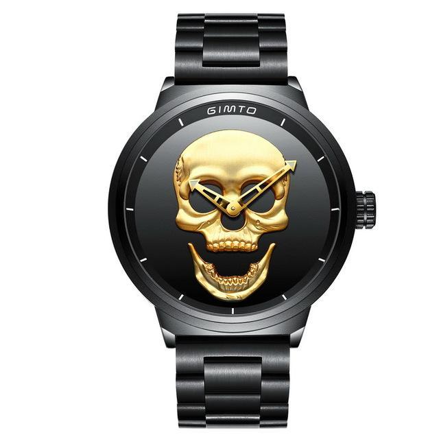 Cool skull watch vintage wristwatch men women military black steel quartz