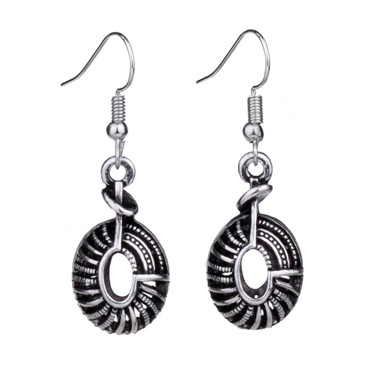 vintage earrings unique Tibetan silver conch design for women
