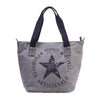 Vintage canvas handbag woman big star printing tote shoulder bag travel shopping