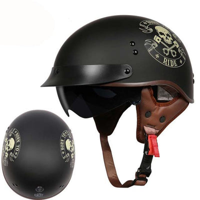Vintage motorcycle helmet half face helmets biker scooter skull painting helmet