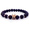 Lava stone bracelet jewelry black CZ imperial helmet and crown