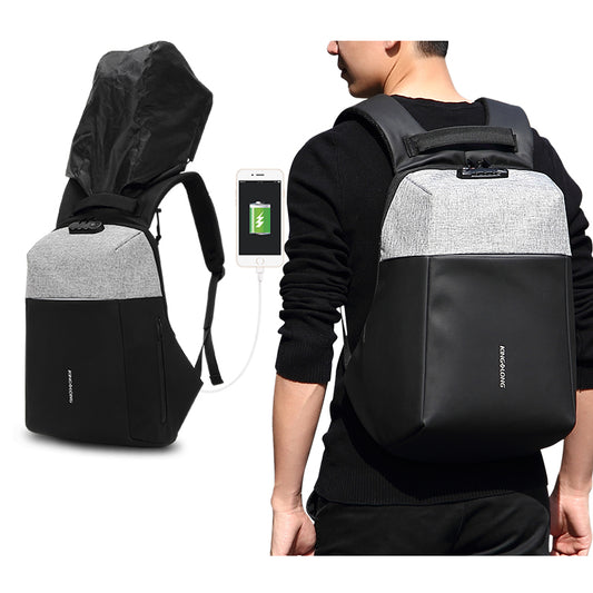 15.6 Inch Laptop Backpack Anti Theft with Lock Men Travel Bag Water Repellent