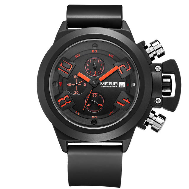 Men's wristwatch military sport quartz watch classical style silicone band
