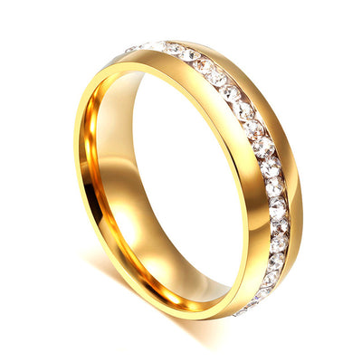 Ring wedding gold women stainless steel engagement anniversary gift