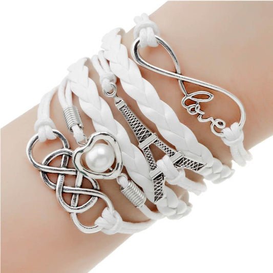 Leather bracelet multilayer charm fashion jewelry