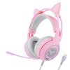 Cat ear headphones pink gaming headsets gadget USB virtual sound for computer PC