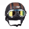 Motorcycle half helmet leather casque goggles vintage helmets