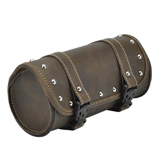 Vintage motorcycle saddle bags leather brown black motorbike tail bag