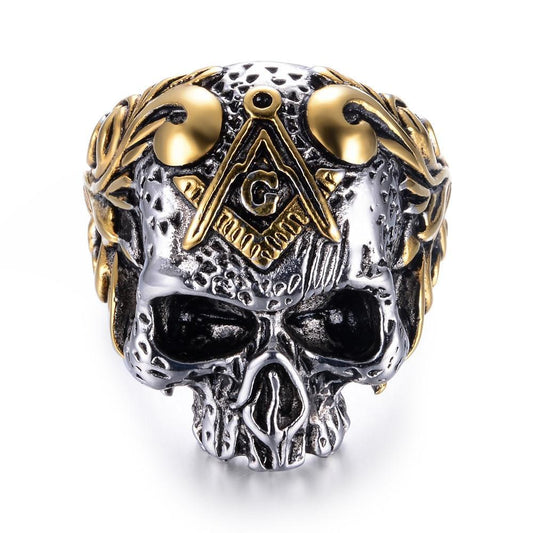 Skull head rings for men stainless steel biker jewelry