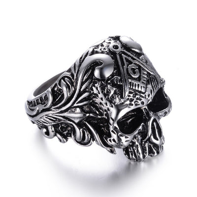 Skull head rings for men stainless steel biker jewelry