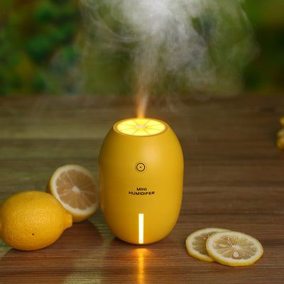 Mini lemon USB portable ultrasonic humidifier air purifier mist maker for home office car LED light