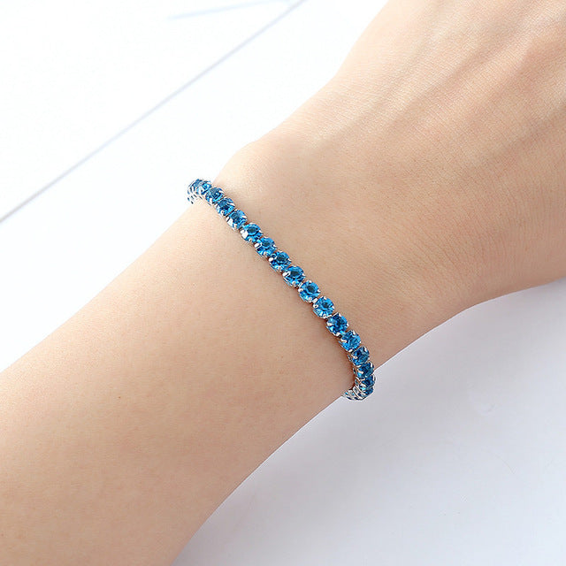 Charm blue crystal bracelets woman for wedding jewelry