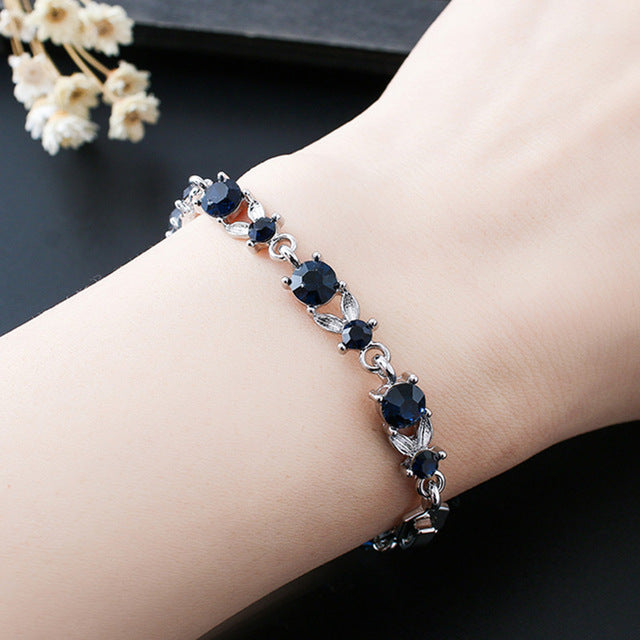 Charm blue crystal bracelets woman for wedding jewelry