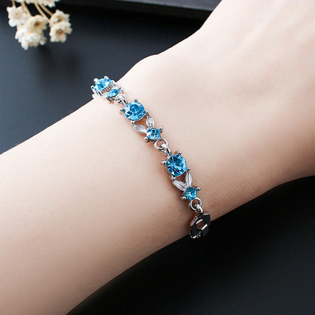 Charm blue crystal bracelets woman for wedding jewelry