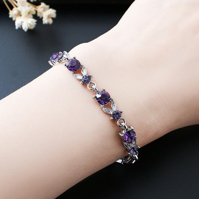 Charm blue crystal bracelets woman for wedding jewelry