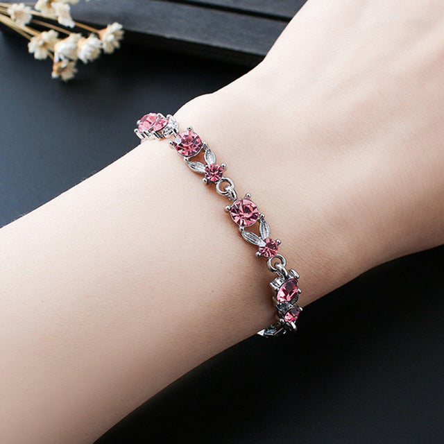 Charm blue crystal bracelets woman for wedding jewelry
