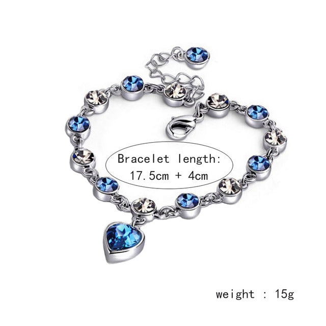 Charm blue crystal bracelets woman for wedding jewelry