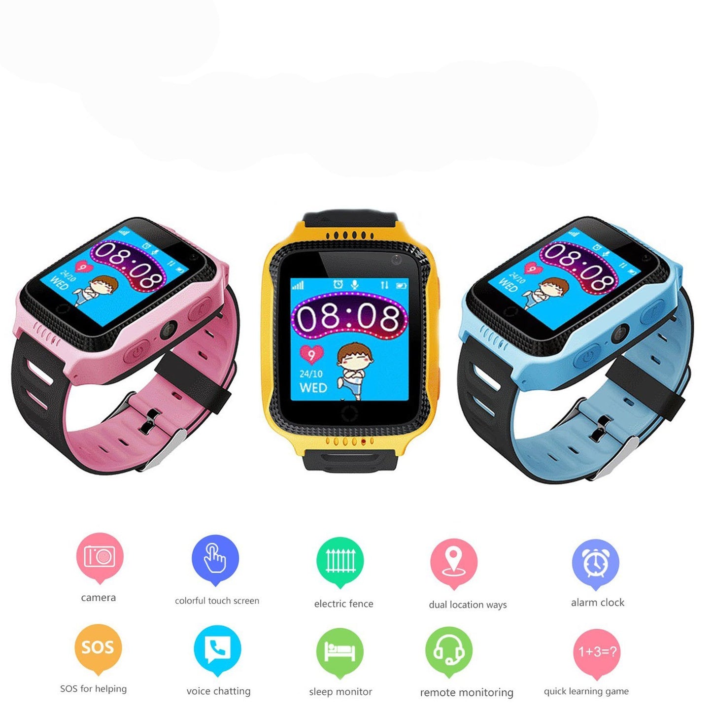Smart Baby Watches Call Watches Anti-Lost GPS Tracker Compatible IOS & Android SOS for Kids Safety