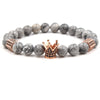 Stone charm beads bracelet ornament yoga CZ pattern crown helmet men women jewelry