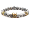 Stone charm beads bracelet ornament yoga CZ pattern crown helmet men women jewelry