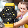 Women sport wristwatch LED waterproof digital yellow watch for swimming diving
