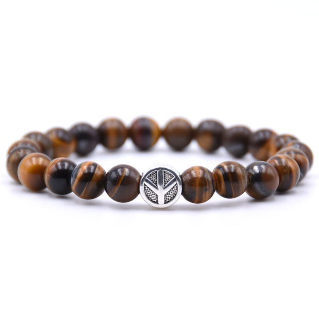 charm nature stone bracelet beads peace sign best charm gift 18 styles