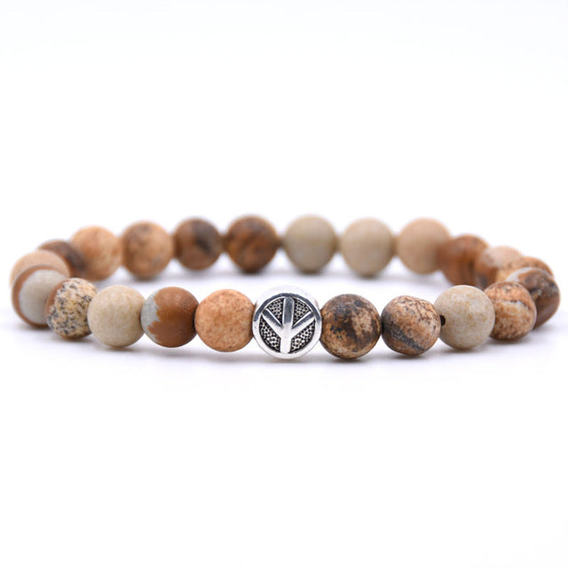 charm nature stone bracelet beads peace sign best charm gift 18 styles