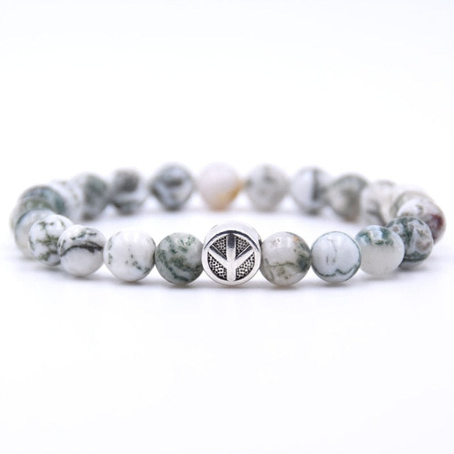 charm nature stone bracelet beads peace sign best charm gift 18 styles