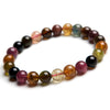 Natural tourmaline bracelets round stone beads colorful for women