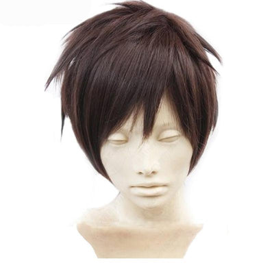 Cosplay wig for halloween party short straight titan natural dark brown