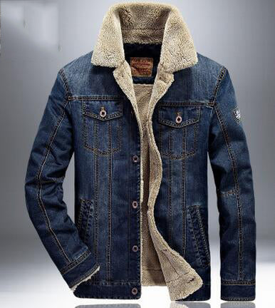 Jean jacket men cowboy coats thick warm winter outwear