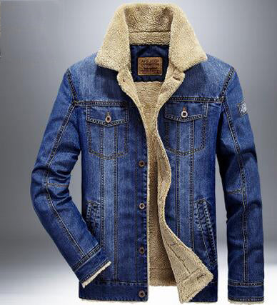 Jean jacket men cowboy coats thick warm winter outwear