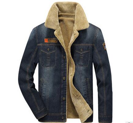 Jean jacket men cowboy coats thick warm winter outwear