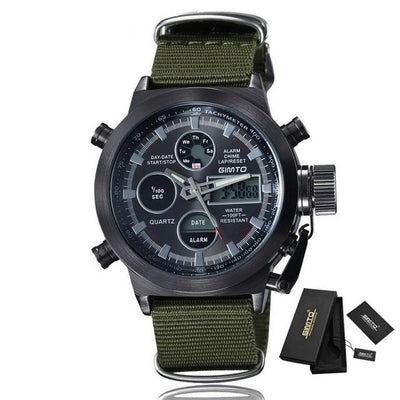 Army military sport watch men digital wristwatch leather nylon waterproof
