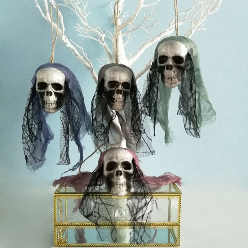 Halloween decor DIY skull bride head hanging funny party festival