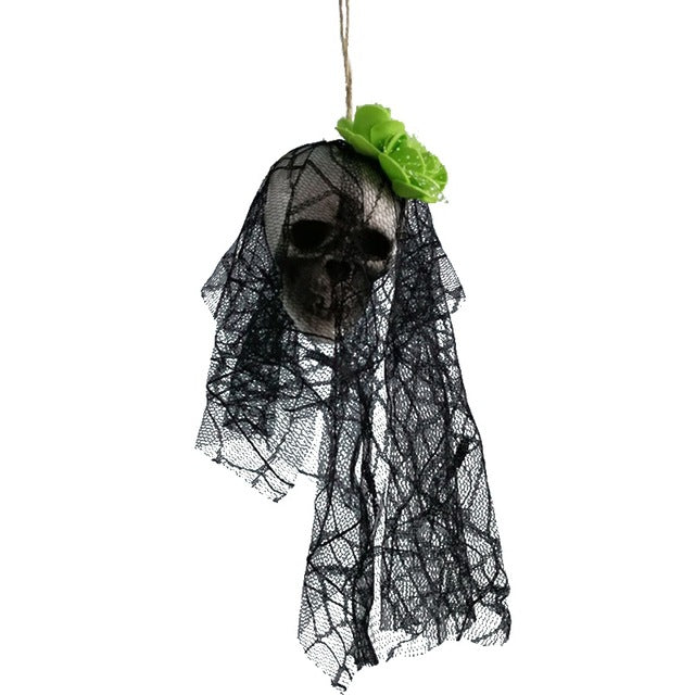 Halloween decor DIY skull bride head hanging funny party festival