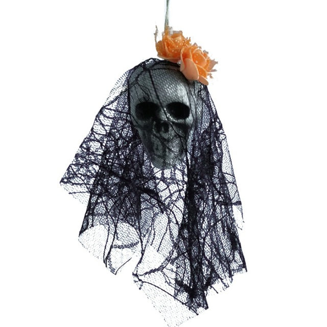 Halloween decor DIY skull bride head hanging funny party festival