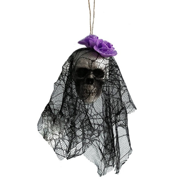 Halloween decor DIY skull bride head hanging funny party festival