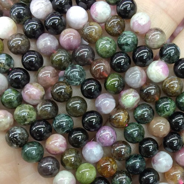 Natural stone beads tourmaline colorful DIY jewelry making decoration crafts
