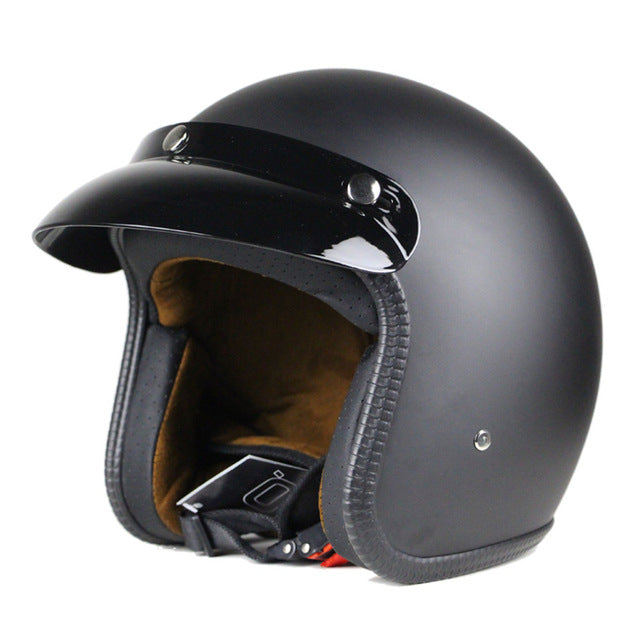 Vintage motorcycle helmet scooter cruiser chopper vespa helmets leather 3/4 open face