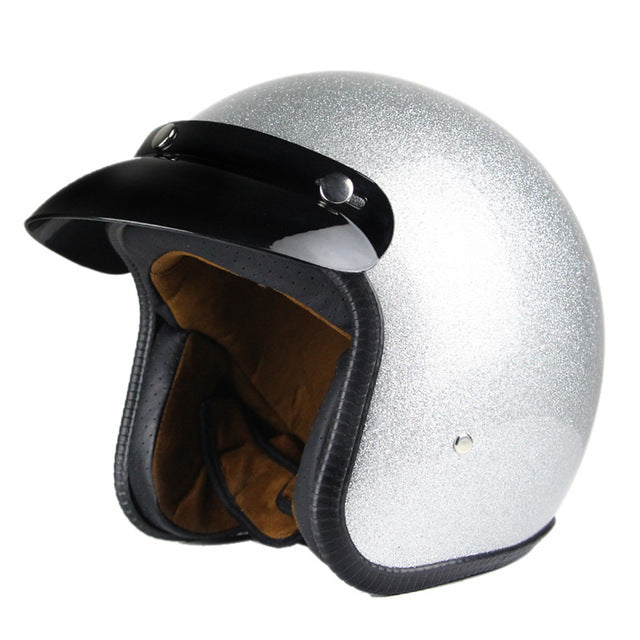 Vintage motorcycle helmet scooter cruiser chopper vespa helmets leather 3/4 open face