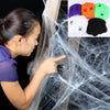 Halloween decor haunted house scary horror white stretchy cobweb spider party scene