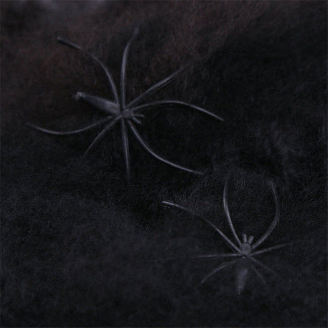Halloween decor haunted house scary horror white stretchy cobweb spider party scene