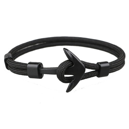 Anchor bracelets men black survival rope chain sport hooks fashion