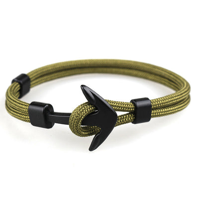 Anchor bracelets men black survival rope chain sport hooks fashion