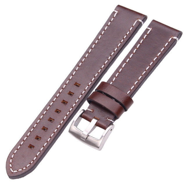 Genuine Leather Watchbands 18mm 20mm 22mm 24mm Black Dark Brown Belt With Buckle