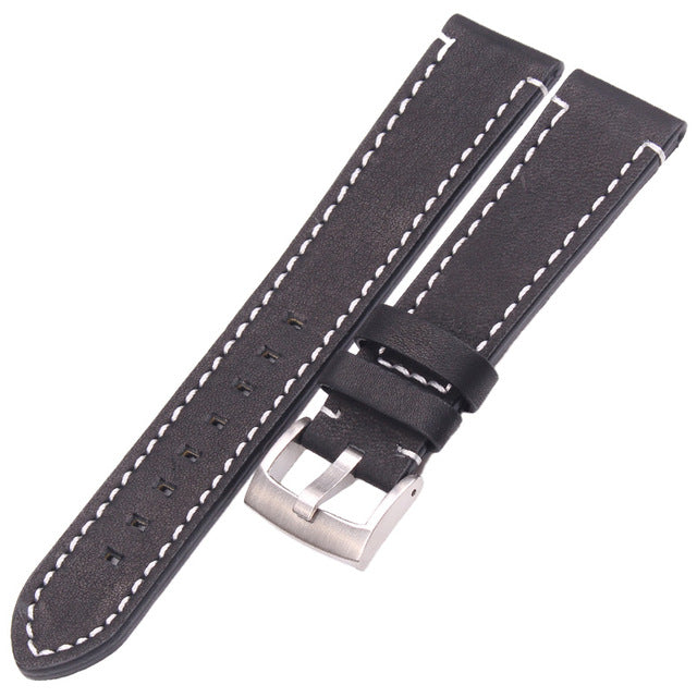 Genuine Leather Watchbands 18mm 20mm 22mm 24mm Black Dark Brown Belt With Buckle
