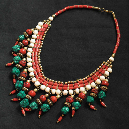 Tibetan jewelry necklaces Nepal Tibet Artificial stone vintage charms beaded